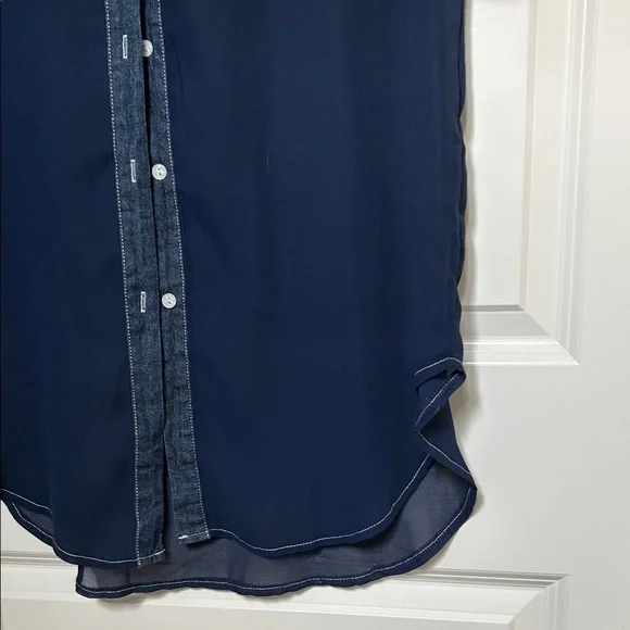 Kate Hewko NWT Sheer Denim Trim Button Up Dress Tunic one size - Picture 4 of 8
